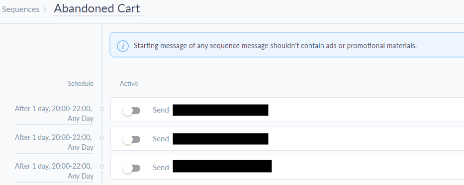 Sequence Abdon Cart ด้วย Manychat