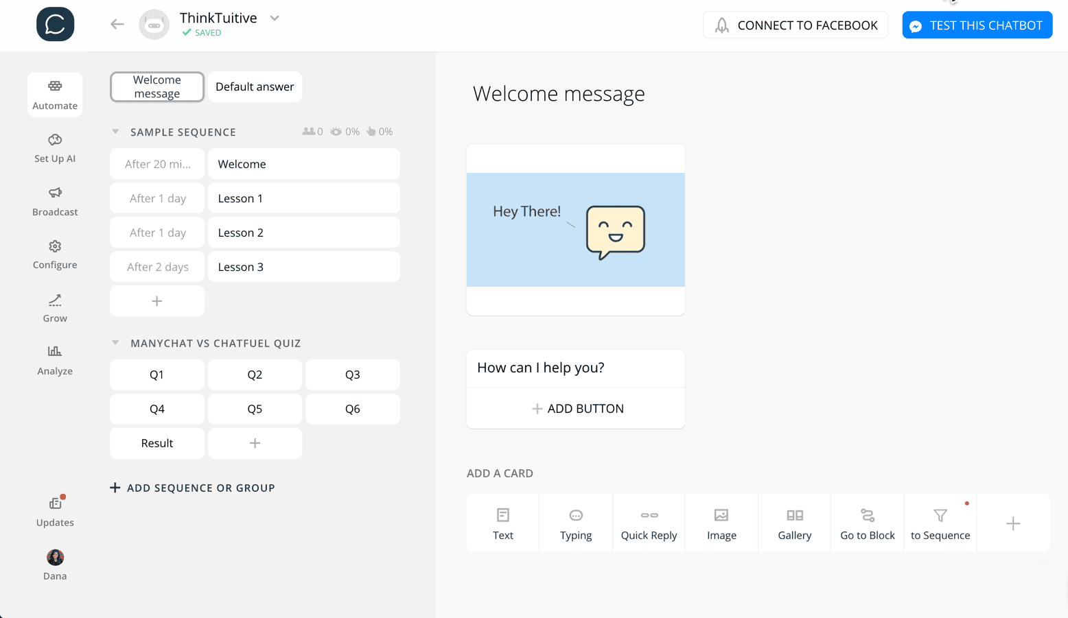 ตัวอย่าง Flow ของ Chatfuel