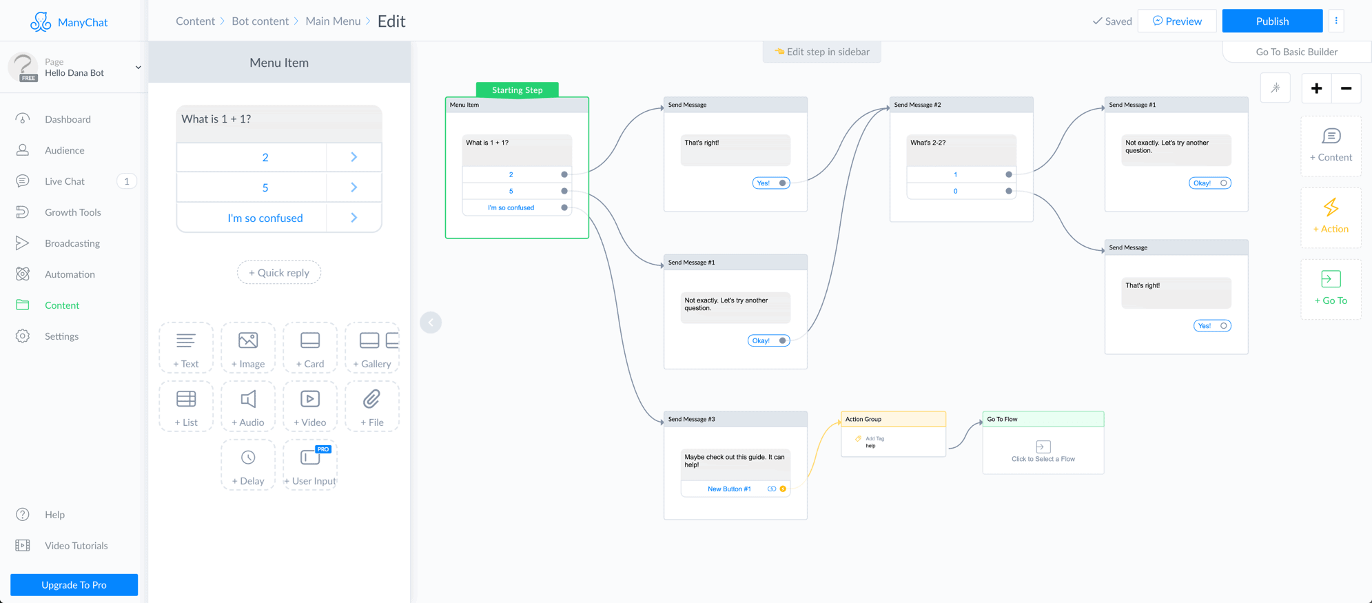 ตัวอย่าง Flow ของ Manychat