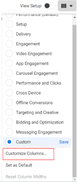 วิธี Custom Metrics ใหม่ใน Facebook