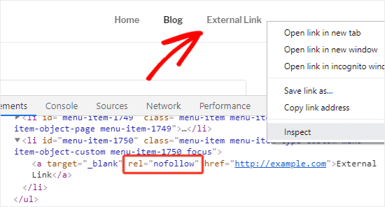 nofollow links example