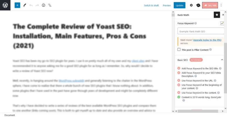 Yoast seo keyword density