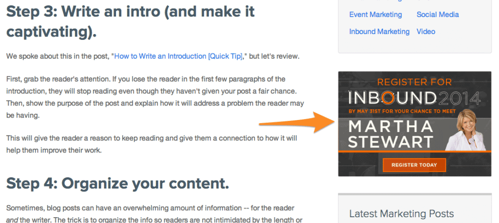 Call To Action ที่อยู่แถบด้านข้างบนหน้าเว็บไซต์