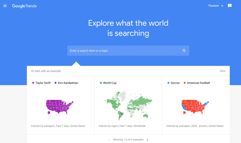 ดูฟีเจอร์โดยรวมของ Google Trends