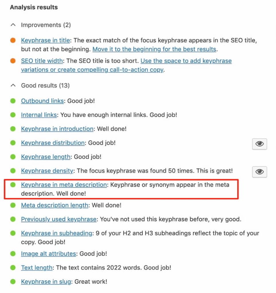 เช็คการเขียน meta description