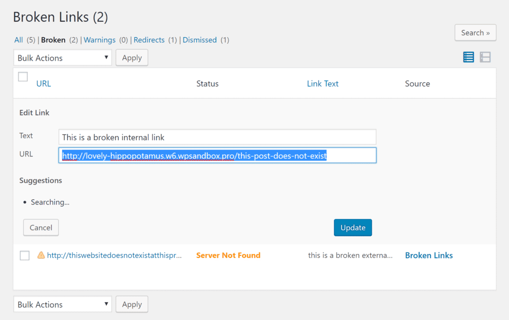 แนะนำเครื่องมือแก้ Broken Link กด Edit URL เพื่อแก้ไขลิงก์