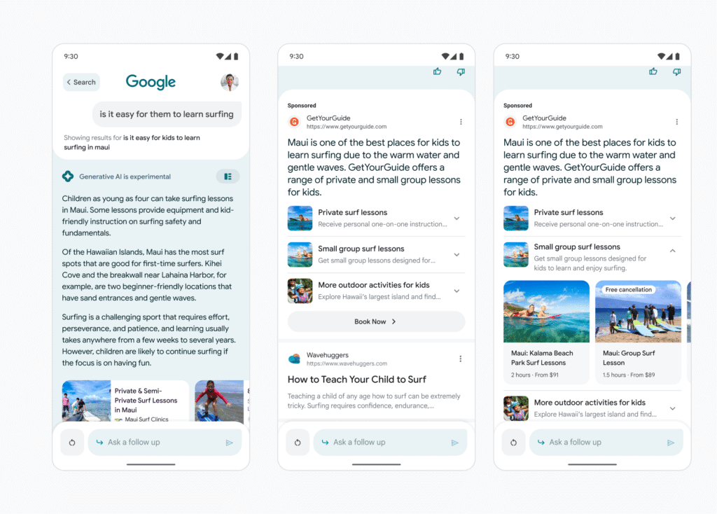 Search Generative Experience Advertisements