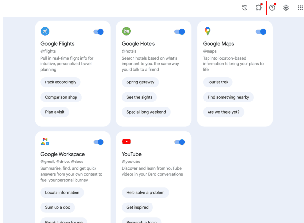 การเปิดใช้งาน Extension เชื่อมต่อกับ Google Bard