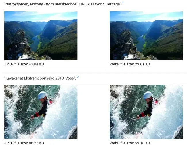 ภาพแบบ Webp มีขนาดที่เล็กว่า JPEG แต่ยังคมชัด