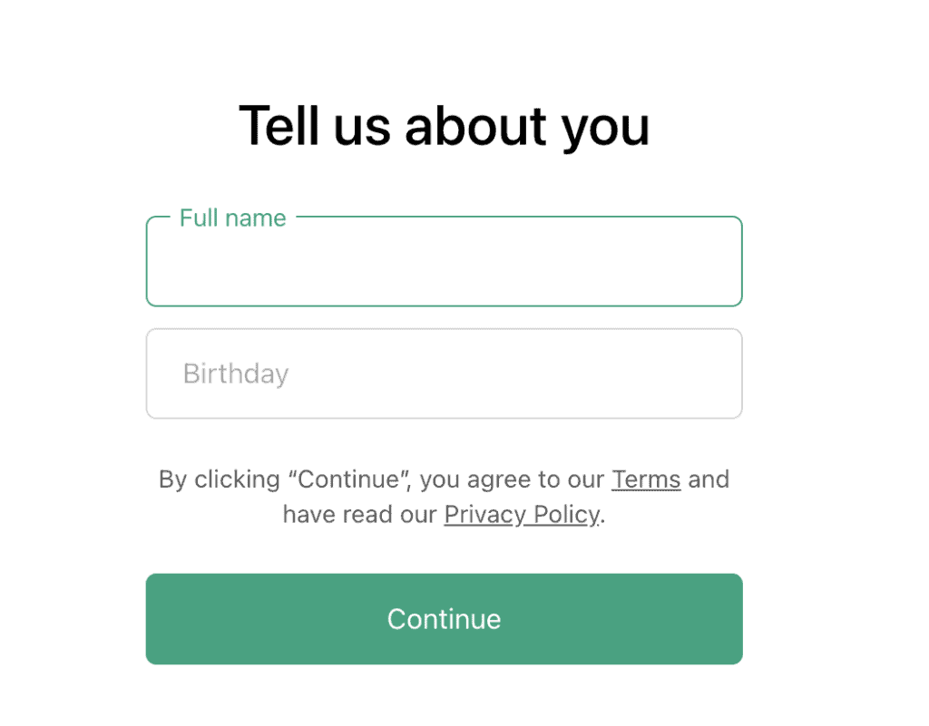ตัวอย่างการกรอกข้อมูลก่อนเข้าใช้งาน ChatGPT