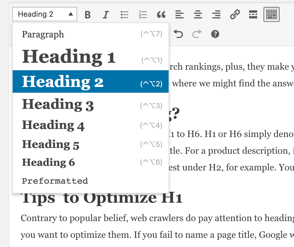 วิธีเขียน heading tag บน WordPress