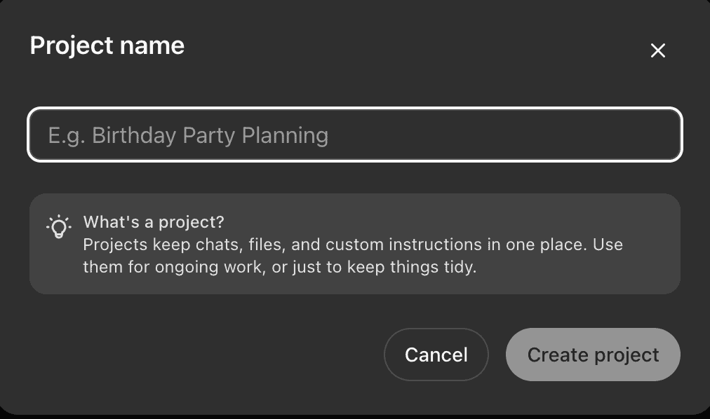 สร้าง Project บน ChatGPT