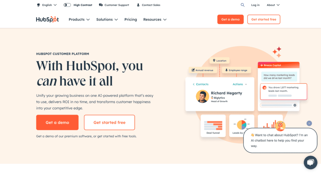 HubSpot website example