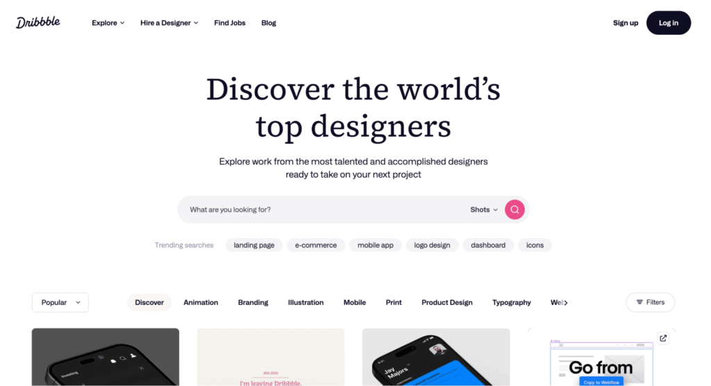 dribbble website example