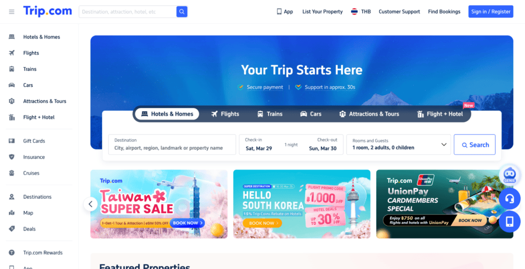 trip website example