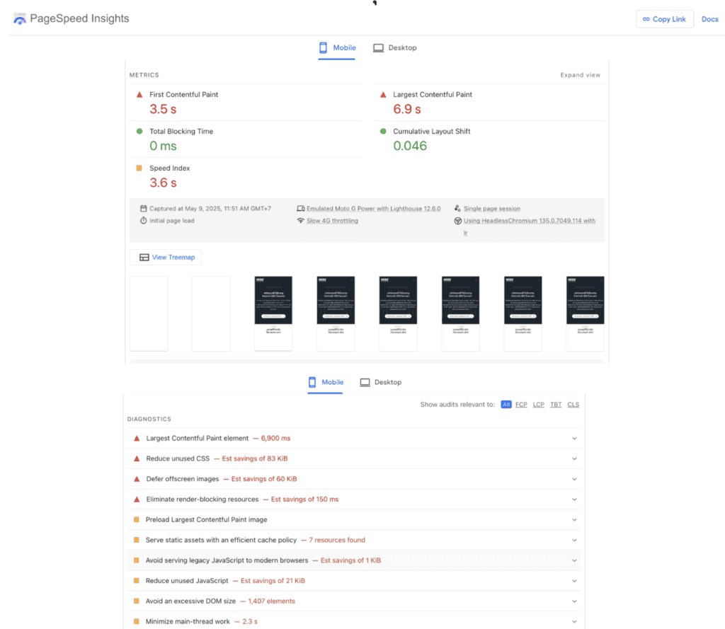 INP PageSpeed Insights